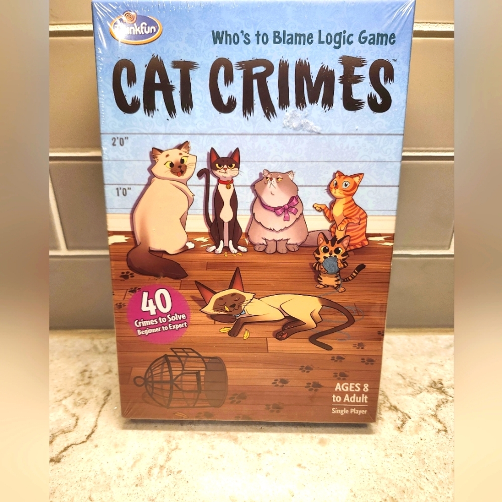 Think Fun Who's To Blame Logic Cat Crimes Board Game Age 8+ NEW